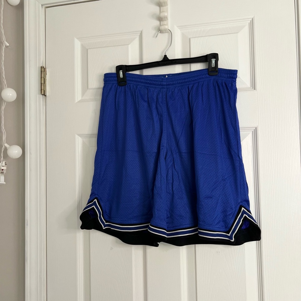 Champion Authentic Apparel Shorts Blue with Black and Silver Trim